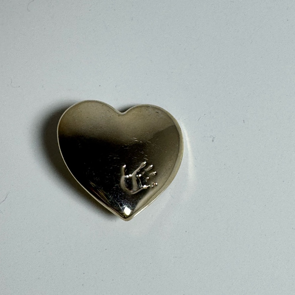 Variety Club Gold Tone Heart Pin Brooch Handprint Charity Collectible